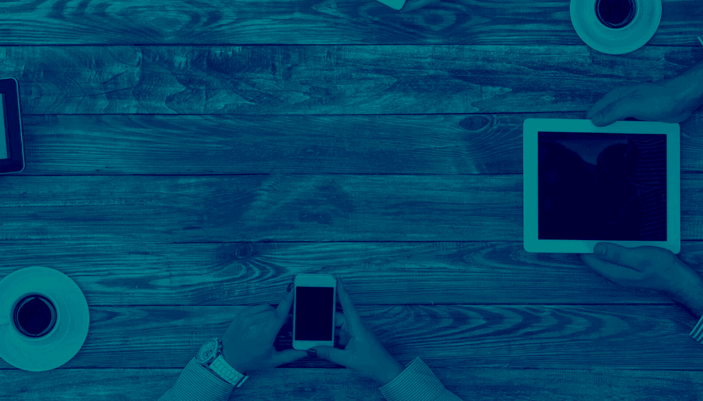 Teal and indigo duotone example